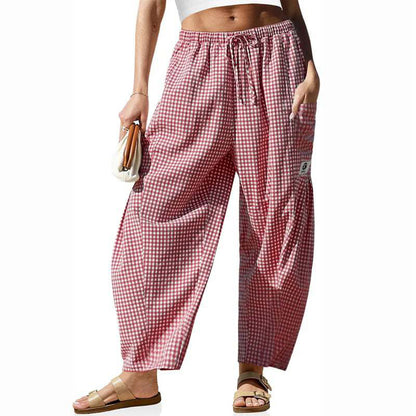 📢📢Limited-time 50% off-Summer Loose Fit Gingham Pants for Women