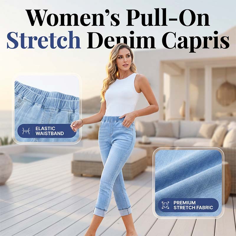 Women's Pull-On Stretch Denim Capri Jeans