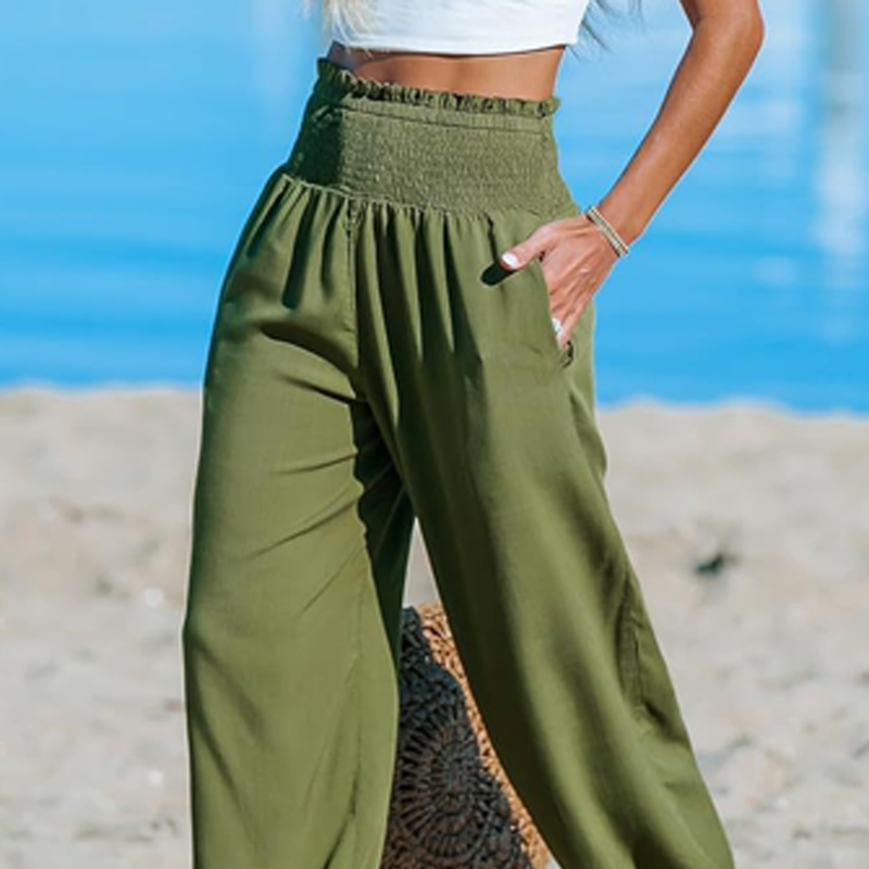 Women's Smocked High Waist Harem Pants