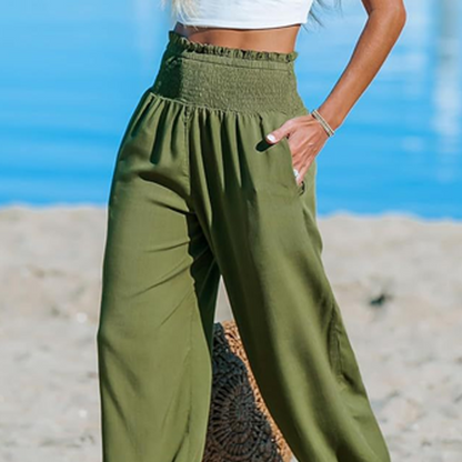 Women's Smocked High Waist Harem Pants