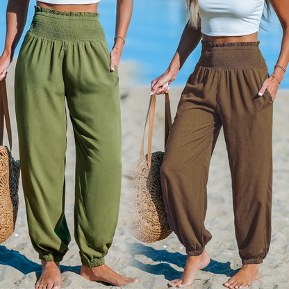 Women's Smocked High Waist Harem Pants