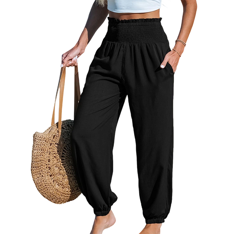 Women's Smocked High Waist Harem Pants