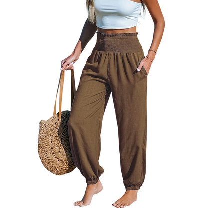Women's Smocked High Waist Harem Pants