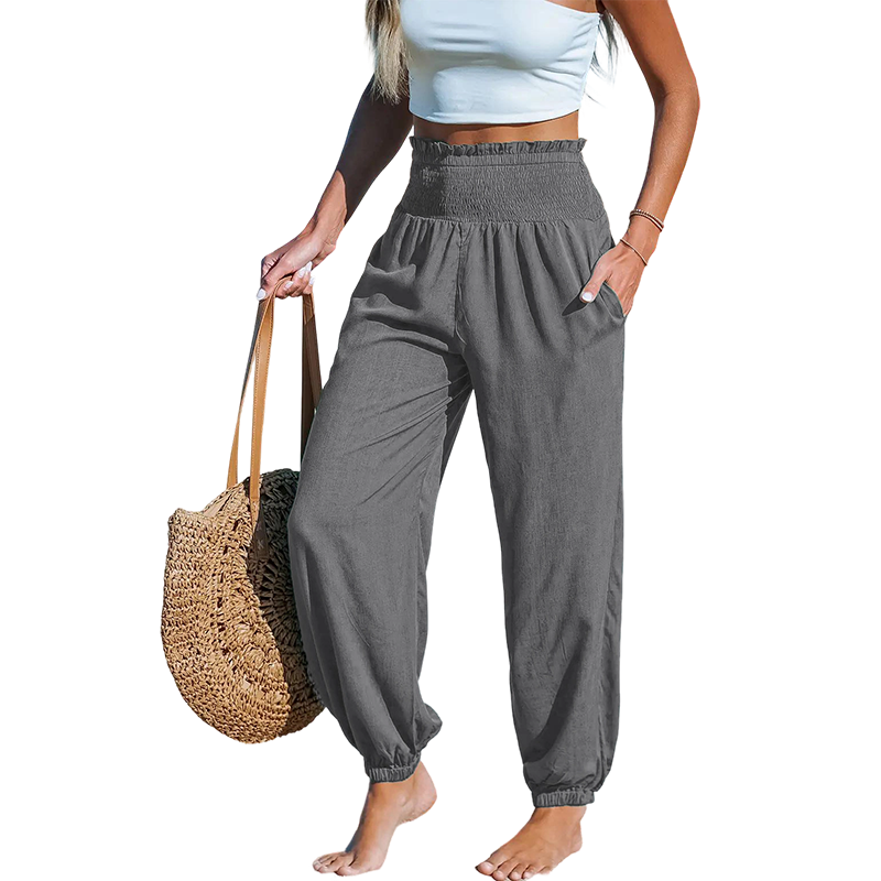 Women's Smocked High Waist Harem Pants