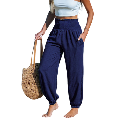 Women's Smocked High Waist Harem Pants