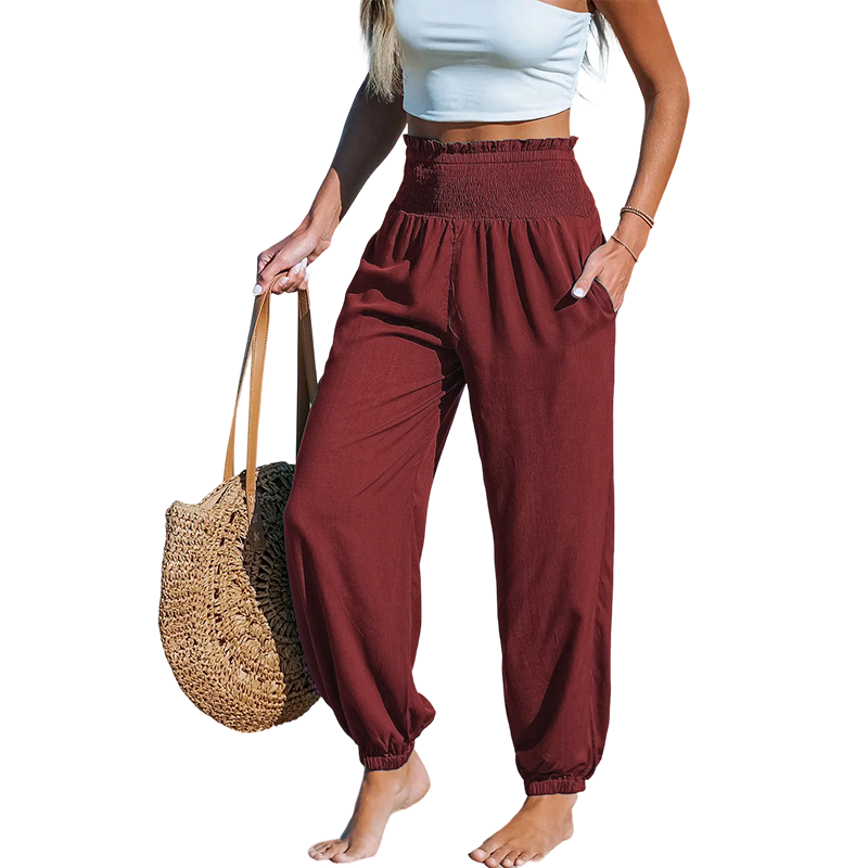 Women's Smocked High Waist Harem Pants