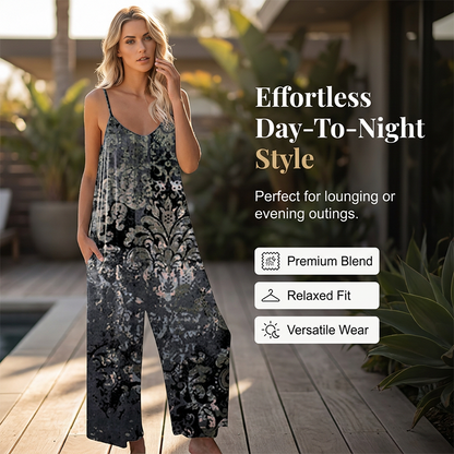 Women's Printed Spaghetti Strap Wide-Leg Jumpsuit