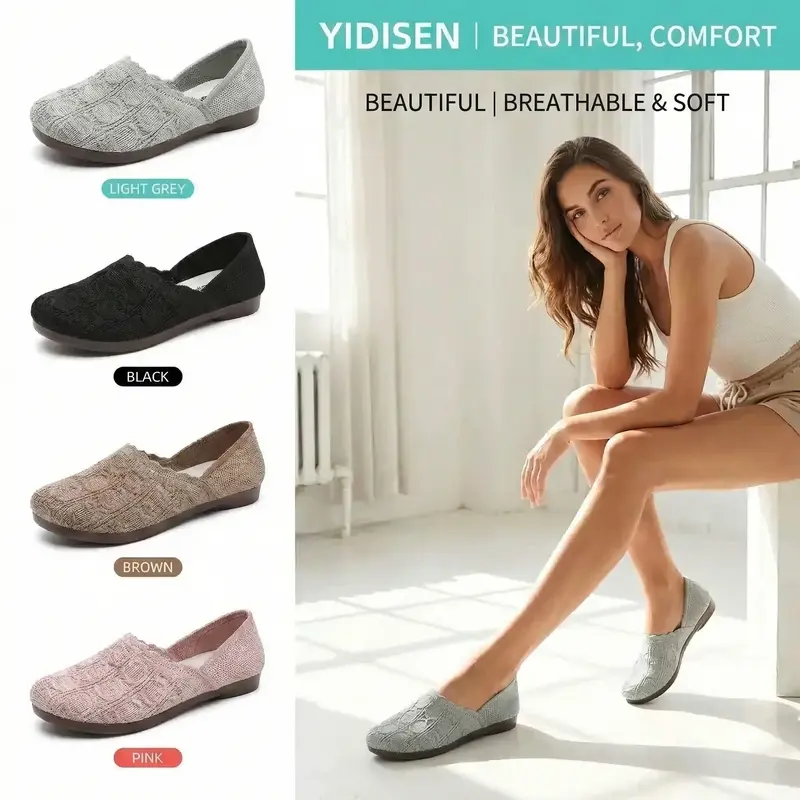 ⏰Last Day Special Offer: 19.99!!💥Women's Breathable Woven Slip-On Flats