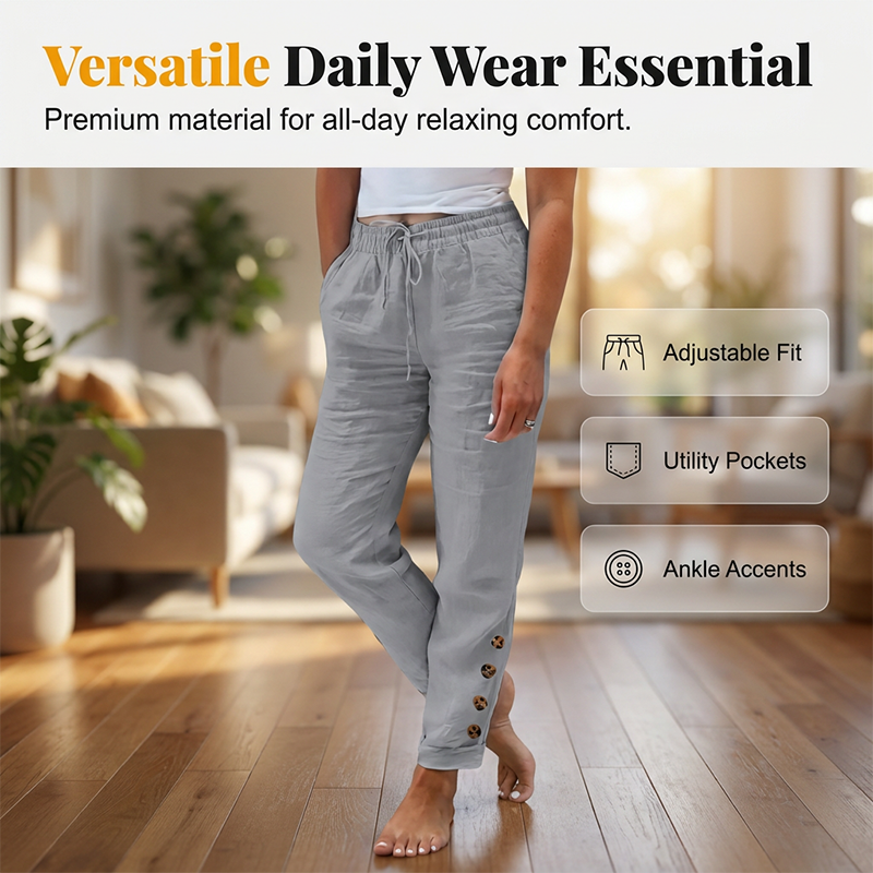 🌿 Ultra-Comfort Drawstring Pants Designed for All-Day Wear  Soft Breathable Fabric with Relaxed Fit & Functional Pockets