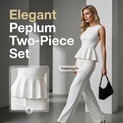 Women's Sleeveless Peplum Top & Pants Two-Piece Set