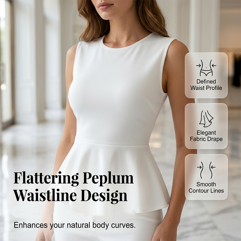 Women's Sleeveless Peplum Top & Pants Two-Piece Set