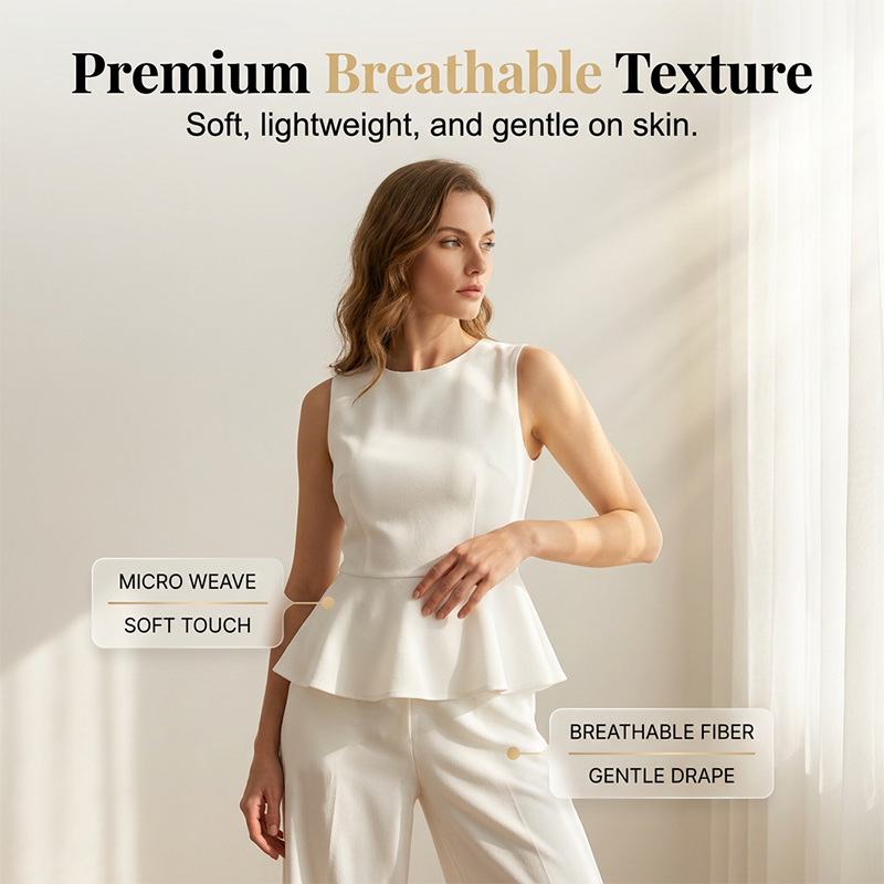 Women's Sleeveless Peplum Top & Pants Two-Piece Set