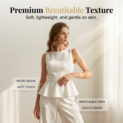 Women's Sleeveless Peplum Top & Pants Two-Piece Set