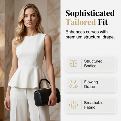 Women's Sleeveless Peplum Top & Pants Two-Piece Set
