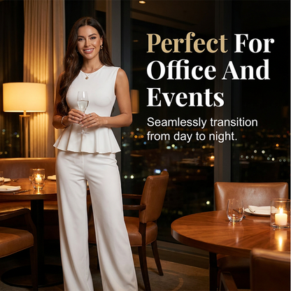 Women's Sleeveless Peplum Top & Pants Two-Piece Set