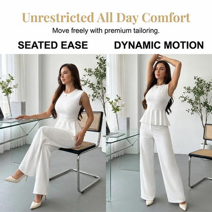 Women's Sleeveless Peplum Top & Pants Two-Piece Set