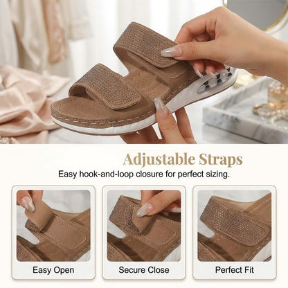 Women's Sparkling Rhinestone Wedge Sandals
