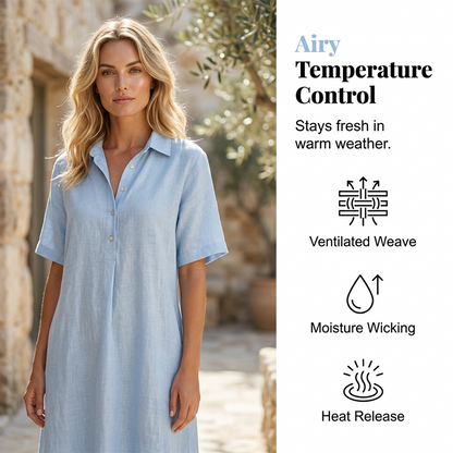 Women's Casual Linen Blend Shirt Dress