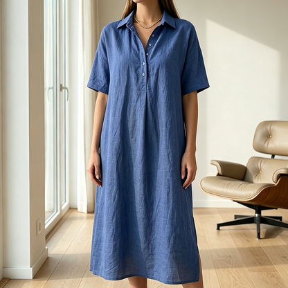 Women's Casual Linen Blend Shirt Dress