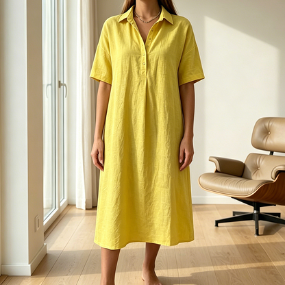 Women's Casual Linen Blend Shirt Dress