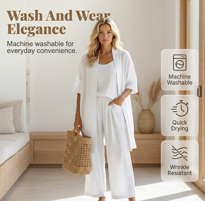 🔥Women's Three-Piece Linen Set🌿
