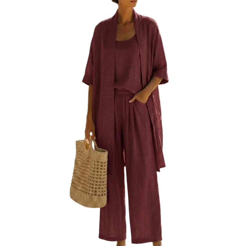 🔥Women's Three-Piece Linen Set🌿