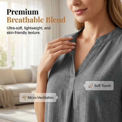 Women's Casual Loose Fit V-Neck Blouse