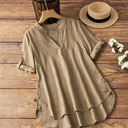 Women's Casual Loose Fit V-Neck Blouse