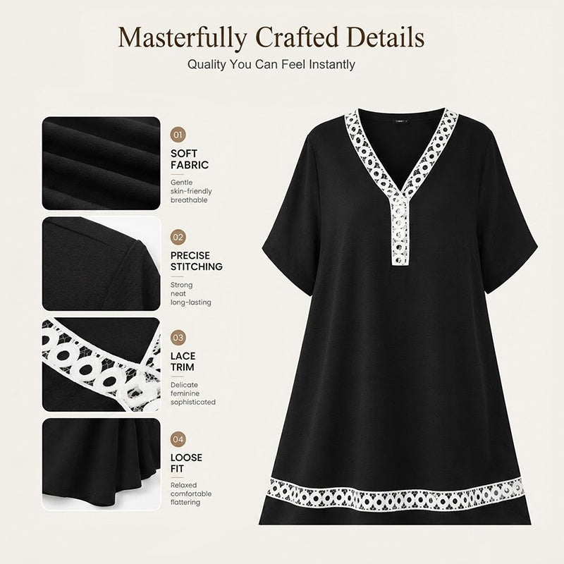 ⌛Limited-Time Offer-Women's Elegant Lace Splicing V-Neck Dress