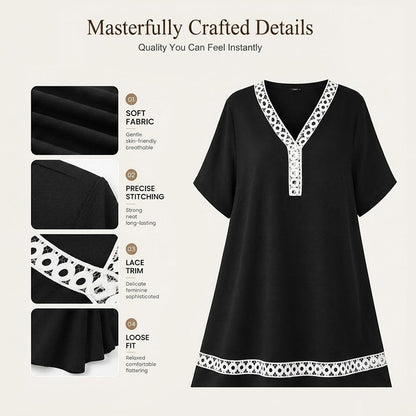 ⌛Limited-Time Offer-Women's Elegant Lace Splicing V-Neck Dress