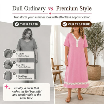 ⌛Limited-Time Offer-Women's Elegant Lace Splicing V-Neck Dress