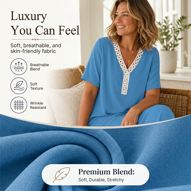 ⌛Limited-Time Offer-Women's Elegant Lace Splicing V-Neck Dress