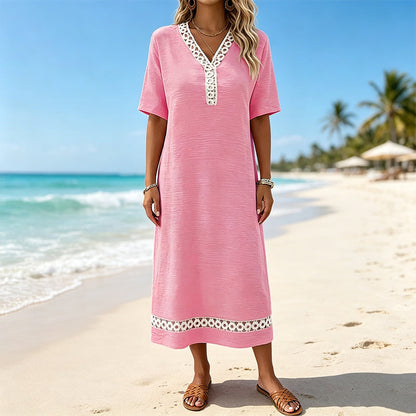 ⌛Limited-Time Offer-Women's Elegant Lace Splicing V-Neck Dress