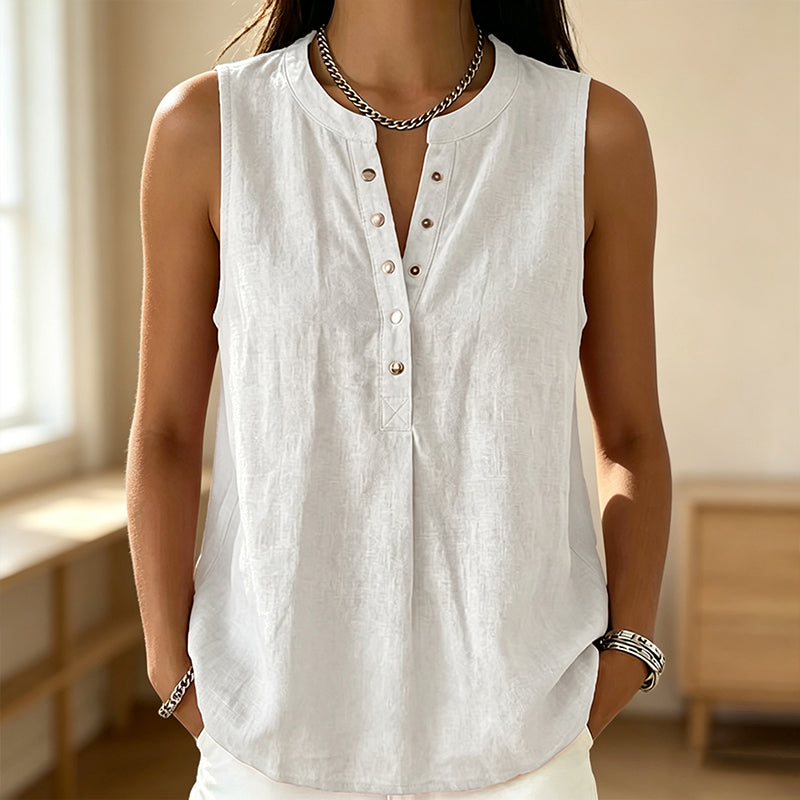 Women's Casual Sleeveless Button-Front Top