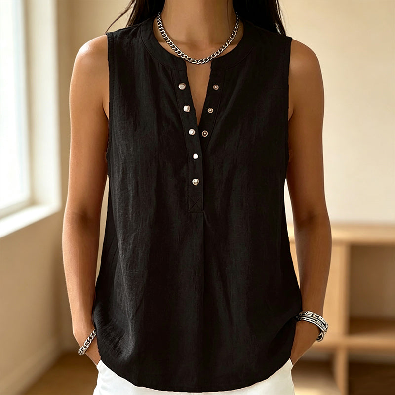 Women's Casual Sleeveless Button-Front Top