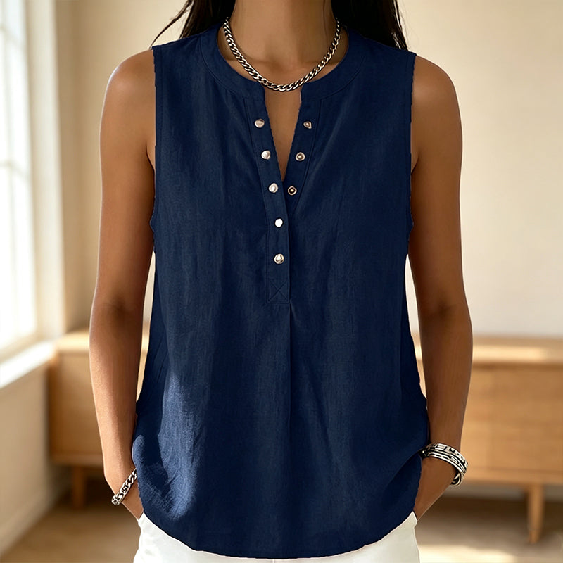 Women's Casual Sleeveless Button-Front Top