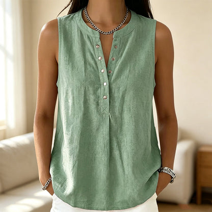 Women's Casual Sleeveless Button-Front Top