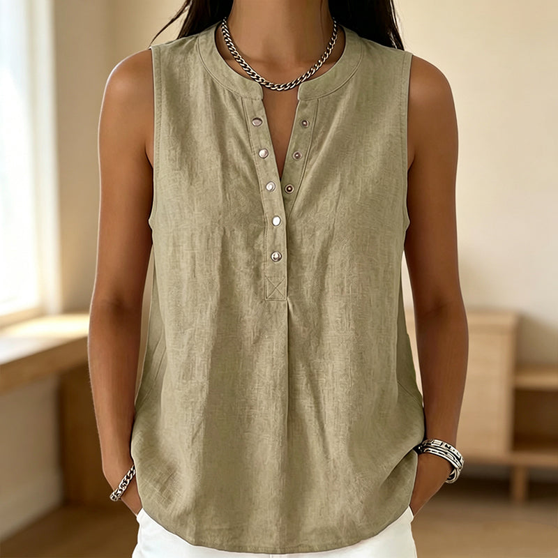 Women's Casual Sleeveless Button-Front Top