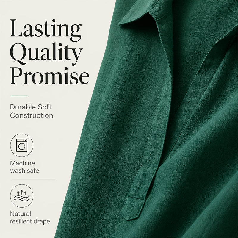 Women Loose Cotton Linen Shirt Maxi Dress