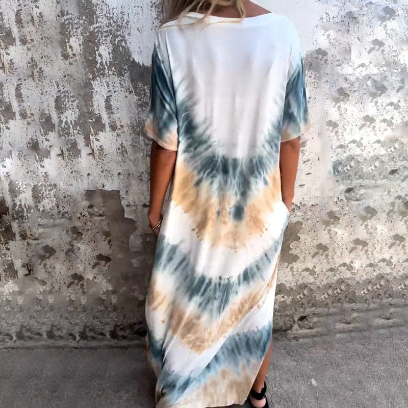 🌞 FLASH SALE 50% OFF ! 👗 Casual Loose Printed V-Neck Long Dress