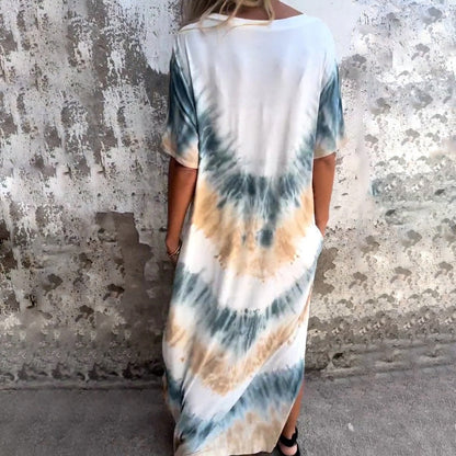 🌞 FLASH SALE 50% OFF ! 👗 Casual Loose Printed V-Neck Long Dress