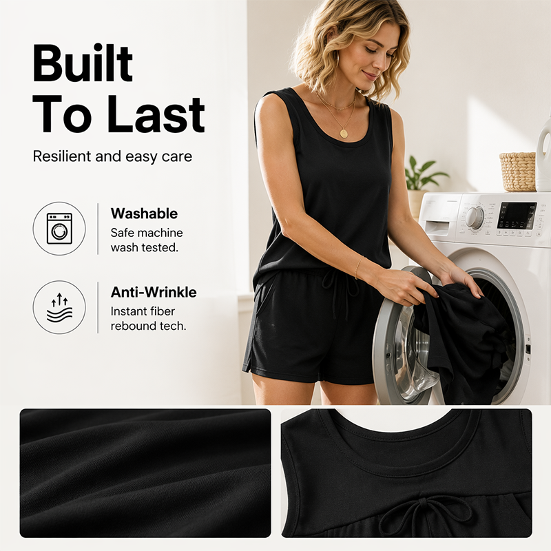 Women's Casual Tank Top and Drawstring Shorts Set