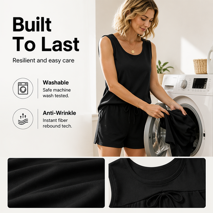 Women's Casual Tank Top and Drawstring Shorts Set