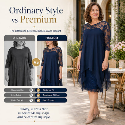 📢📢50% OFF !! ⏰Women's Elegant High-Low Hem Lace Overlay Dress🌺