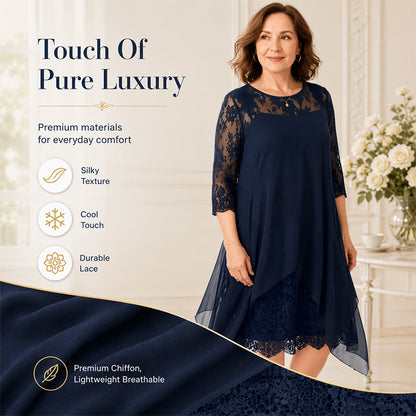 📢📢50% OFF !! ⏰Women's Elegant High-Low Hem Lace Overlay Dress🌺