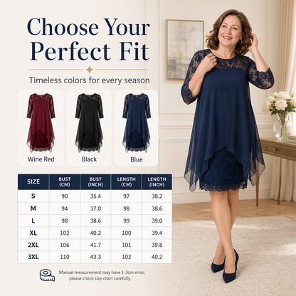 📢📢50% OFF !! ⏰Women's Elegant High-Low Hem Lace Overlay Dress🌺