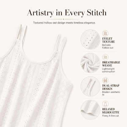 Women's Summer Double Strap Dress with Eyelet Detail
