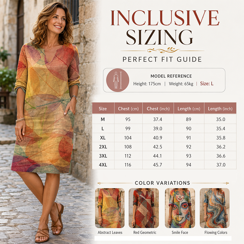 Women's Casual V-Neck Printed Dress