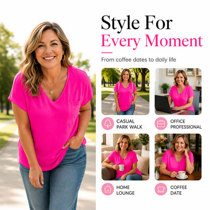 Women's Casual V-Neck Short Sleeve T-Shirt