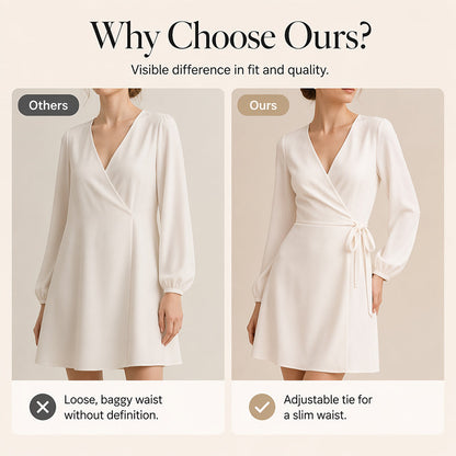 Women Elegant Solid Color Wrap Dress